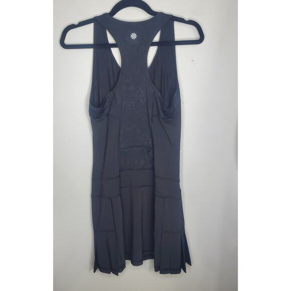 Athleta Serve It Up Tennis Dress Pleated Scoop Neck Racerback Mesh XS Black - Picture 11 of 16